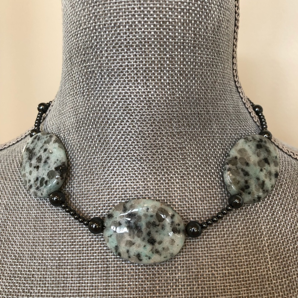Grace and Viola Magnesite and Hematite Necklace